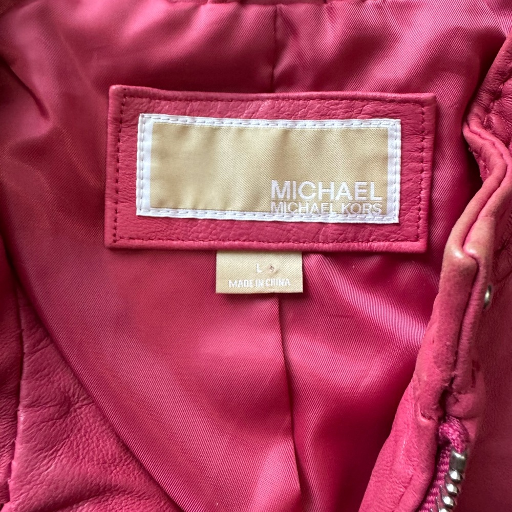 Michael Kors red Leather Jacket - Picture 2 of 9